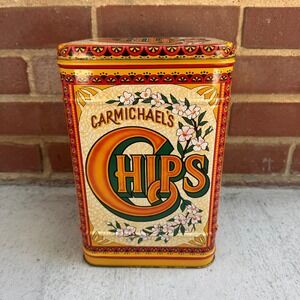 Carmichael's Chips Decorative Yellow Tin Storage Canister
